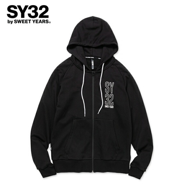 SY32 by SWEET YEARS エスワイサーティトゥ パーカー ジップアップ セットアップ メンズ BASIC ZIP HOODIE 14131 BLACK