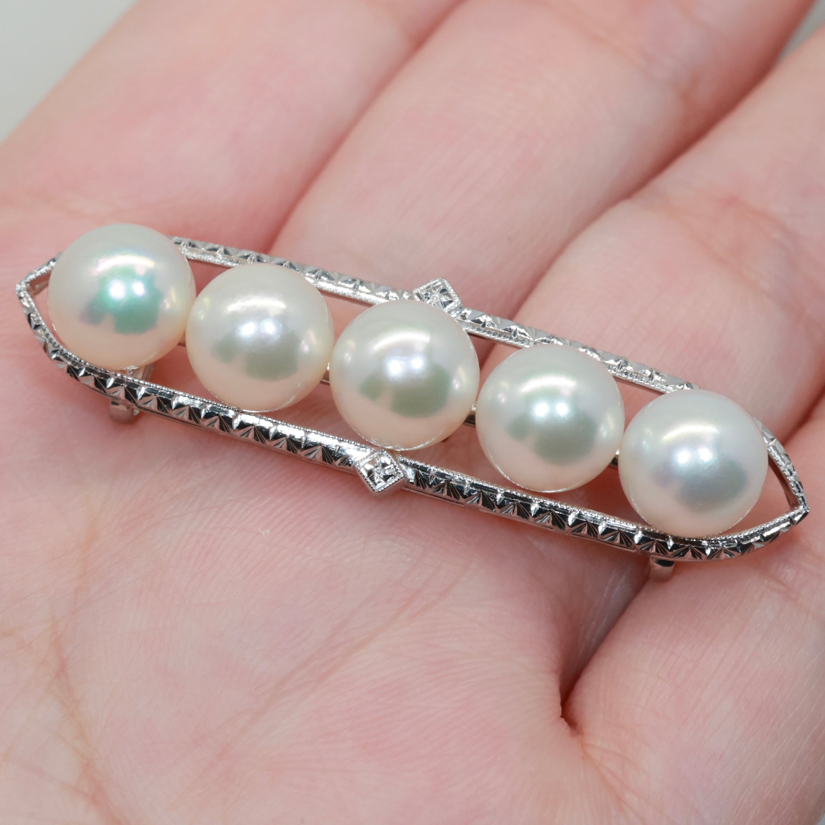 MIKIMOTO K14パール5.1〜7.3㎜帯留め