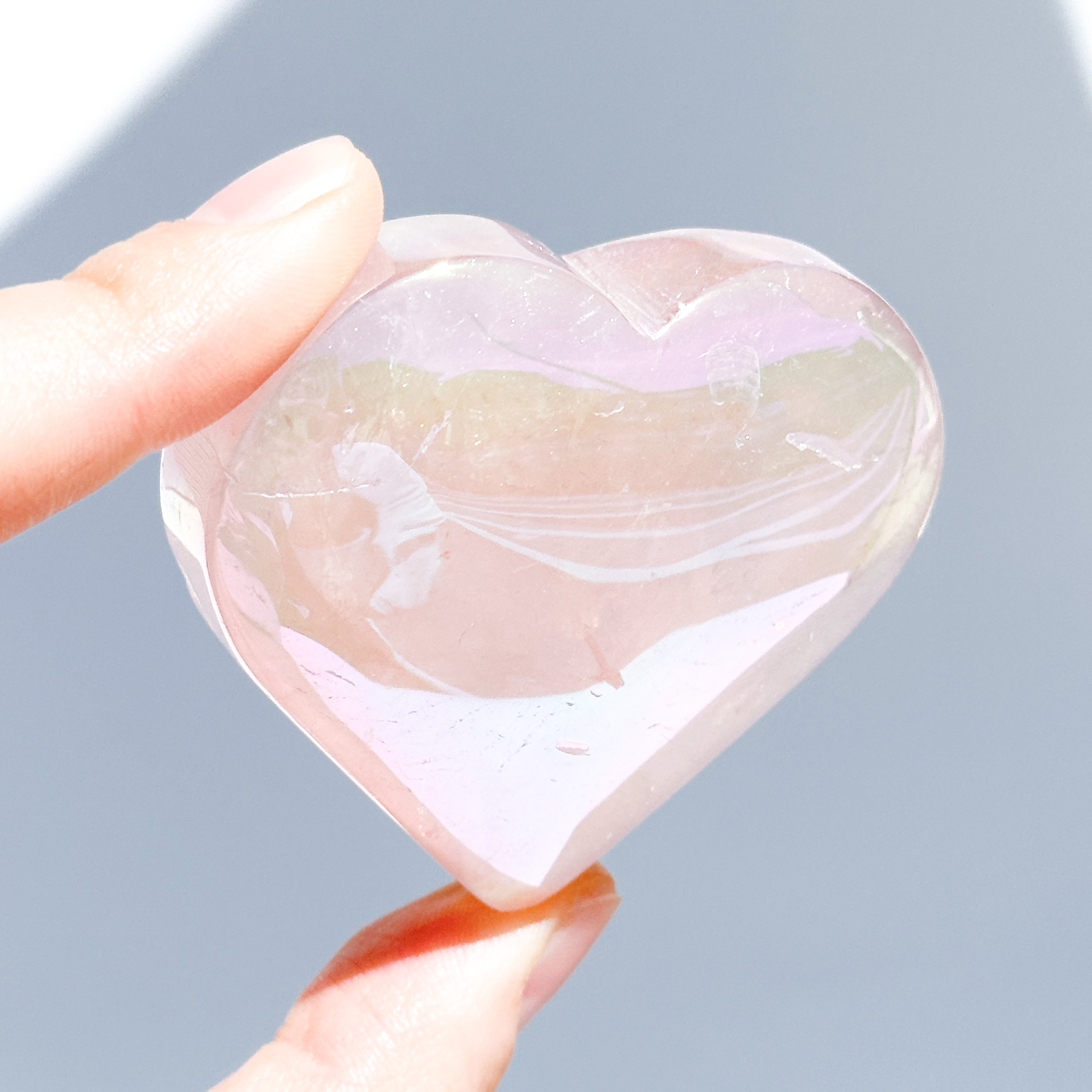 Special SALE！ 22000→17000円オーラ水晶 BIGハート Big♡エンジェルオーラローズクォーツ ハート85♡ Angel Aura Rose