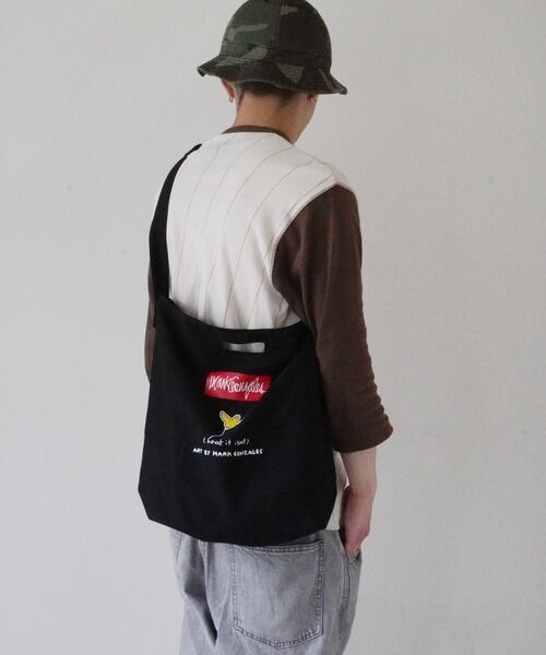 【(What it isNt)ART BY MARKGONZALES / (ワットイットイズント) アートバイ マークゴンザレス 】 ヘビーキャンバス ショルダーバッグ ブラック 2H9-13213