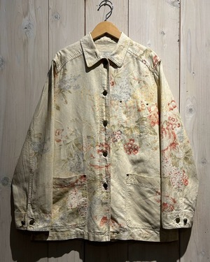 【a.k.a.C.a.k.a vintage】"RALPH LAUREN" Flower Pattern Linen Mix Coverall Jacket