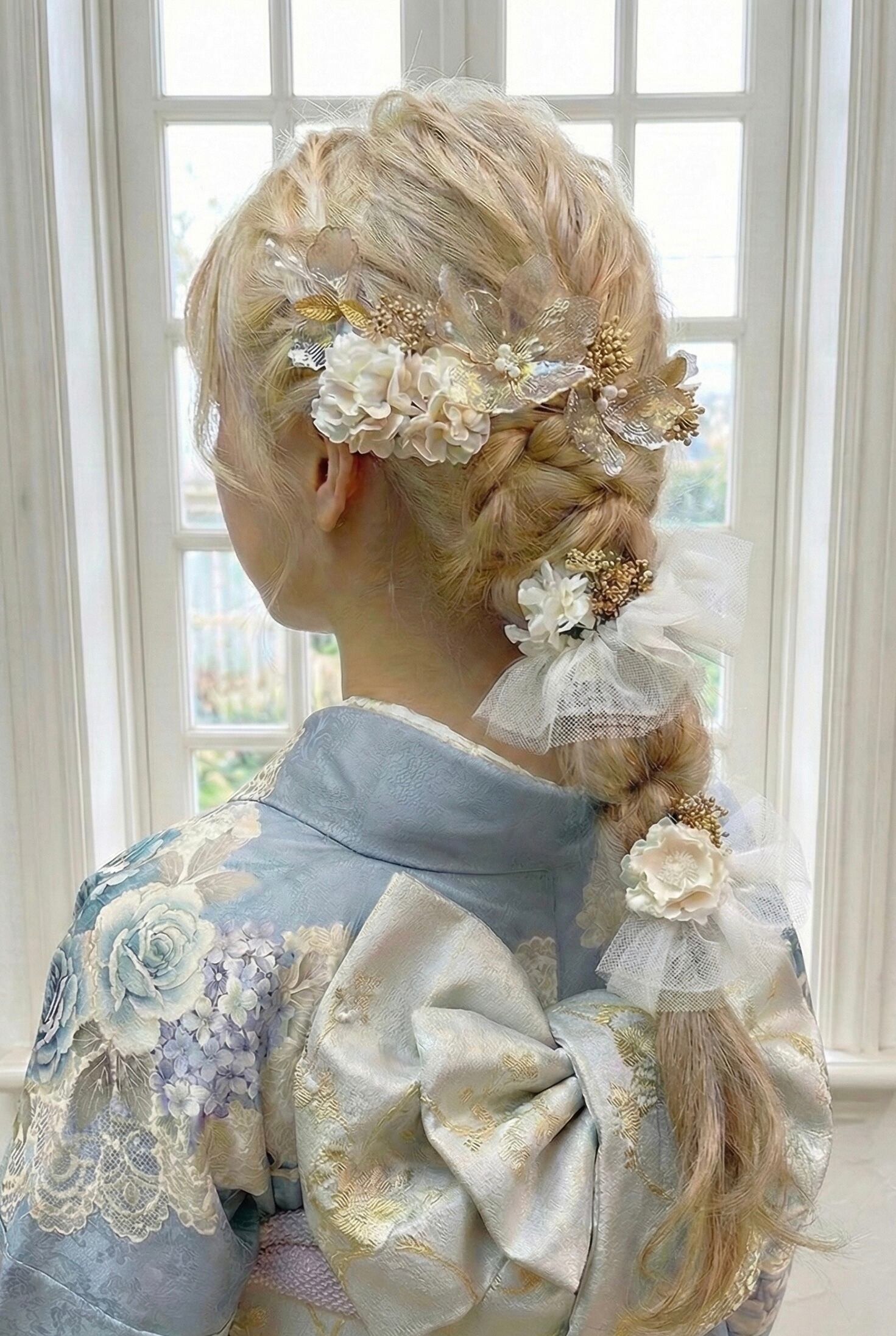 アメリカンフラワー髪飾り 袴 振袖 成人式 ヘアドレス ヘアパーツ プリザーブドフラワー ドライフラワーフラワー