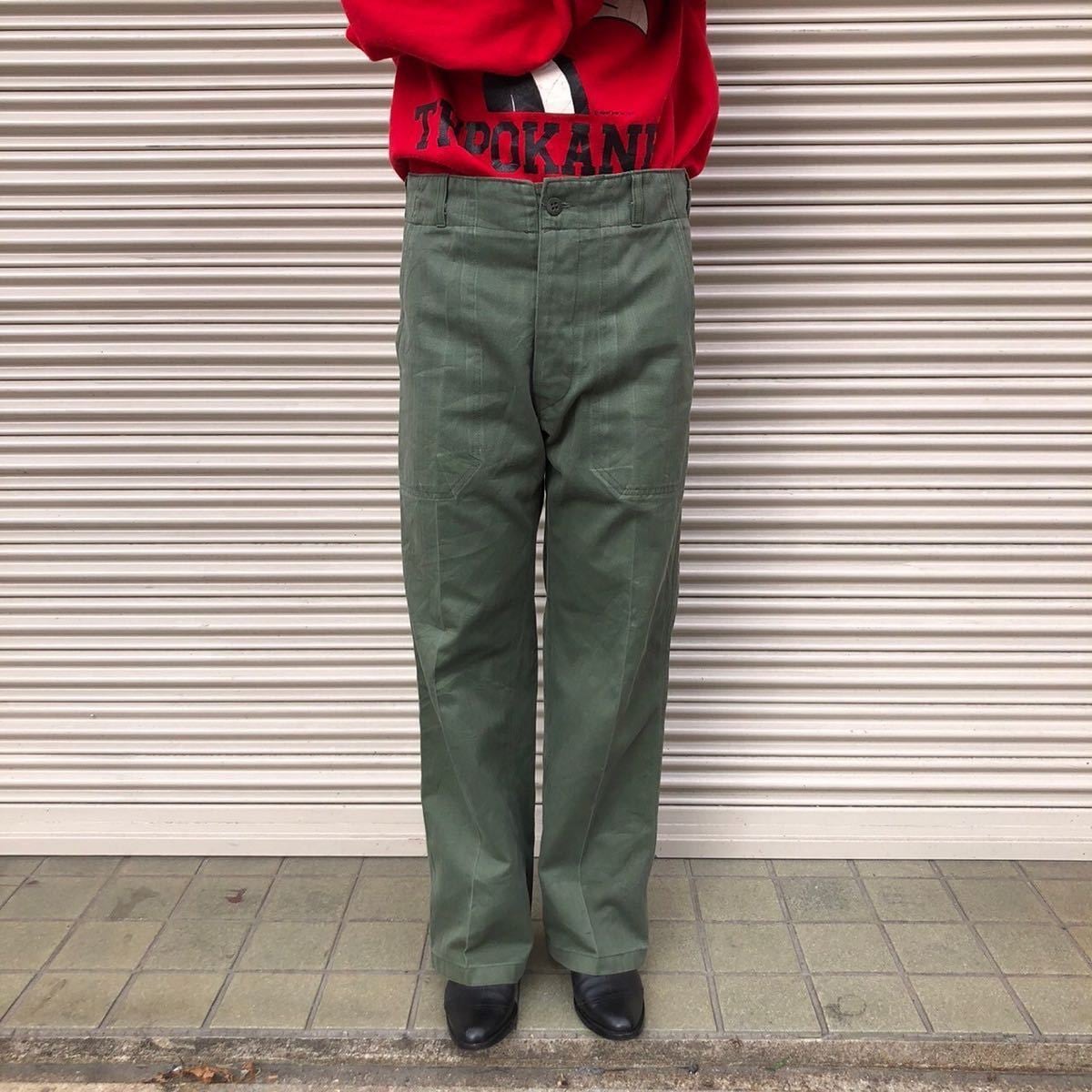 美品 60s初期 OG-107 ベイカーパンツ アジャスター付 実物 S 50s SALE！60s US ARMY OG-107 アジャスター付き ベイカーパンツ 60s US