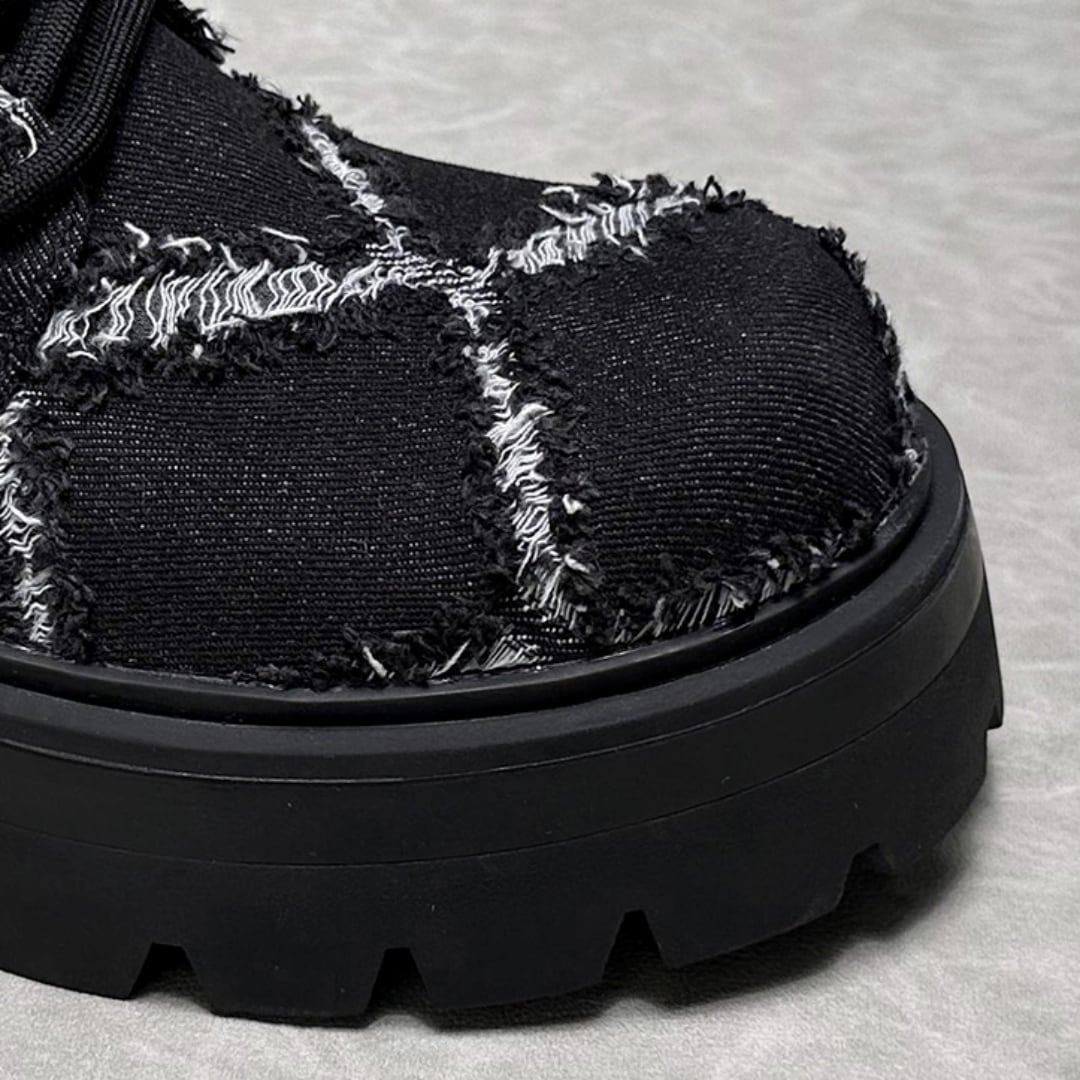 新品！フリンジデニム 厚底マーティンショートブーツ フリンジデニム 厚底マーティンショートブーツ 10227 | ストリート