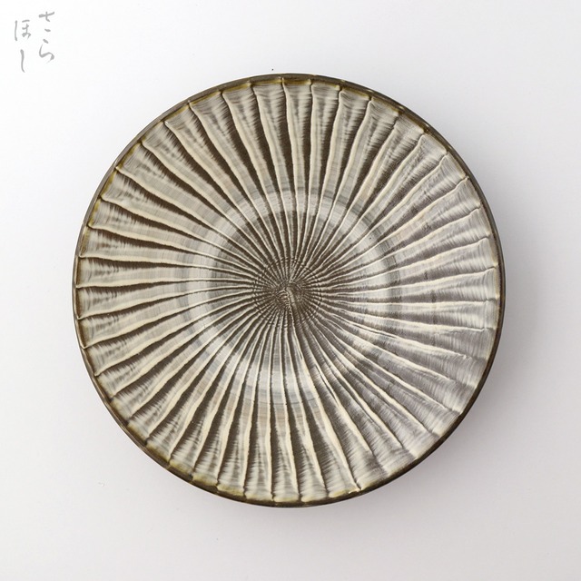 小鹿田焼 小袋窯 8寸皿 打ち刷毛目 直径約24cm 大皿 陶器 和食器 民藝