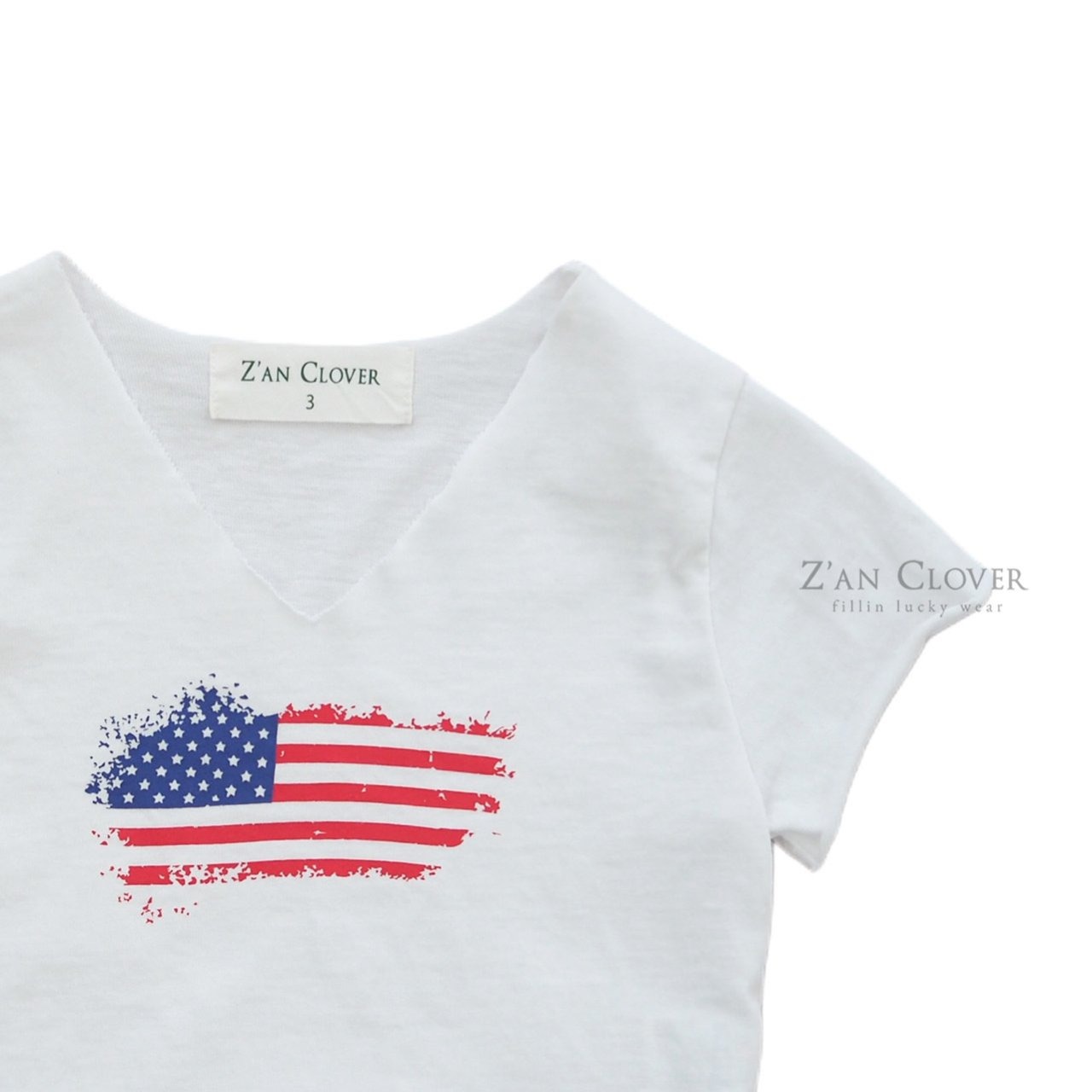 [Z’AN CLOVER] American Flag Crop Tee +fee2 / [지안클로버] 성조기크롭티