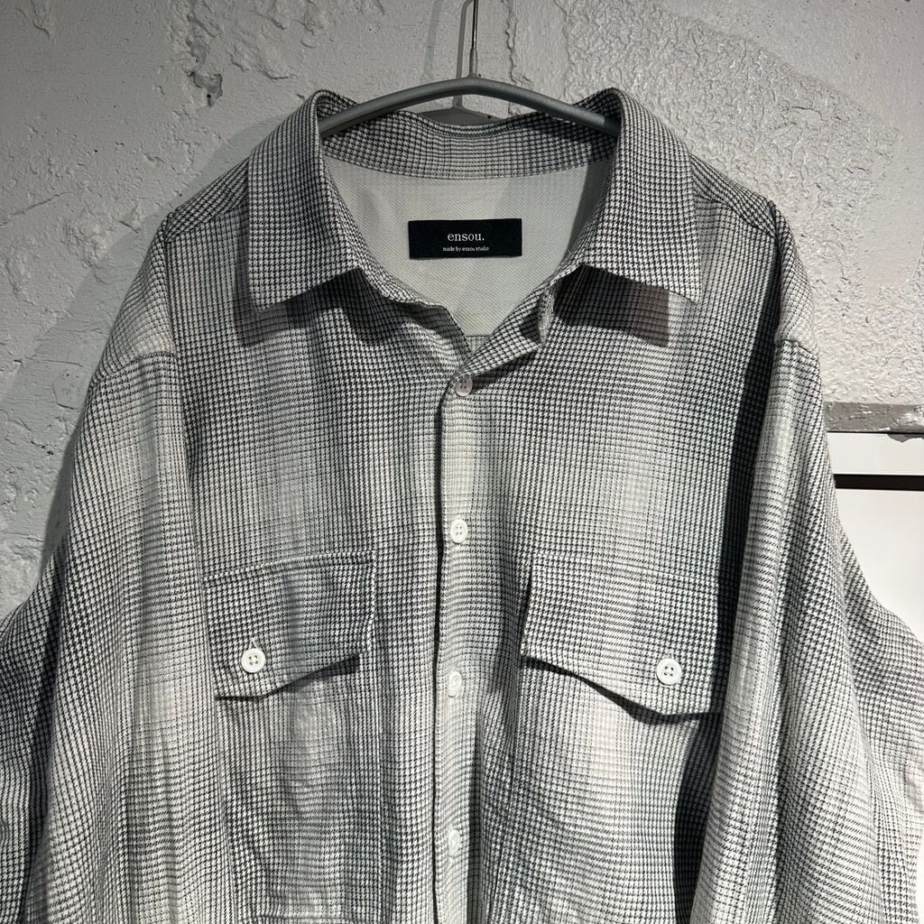 ensou. エンソウ Rough Cut Shirt チェックシャツ E13S007 グレー size