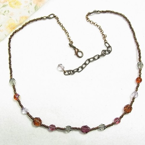 ブラウンのビーズネックレス　コスチュームジュエリーのセール通販 11600N