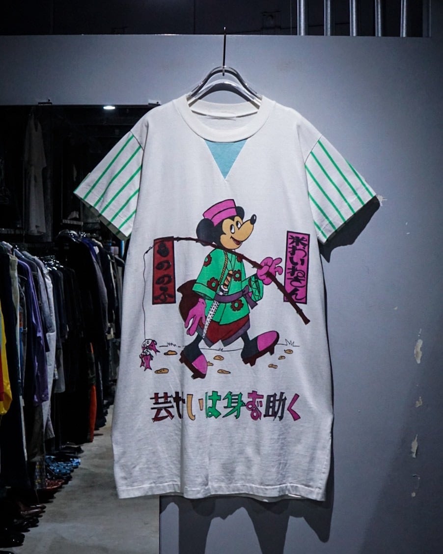 【確認画像】DEATHVALLEY×ポンキッキーズ　アニメシャツ　デスバレー add (C) vintage】80's “Mickey” Parody Design Vintage T-Shirt