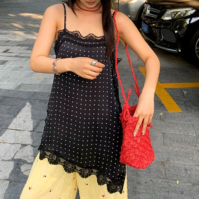 Dot lace camisole top　2litr06248