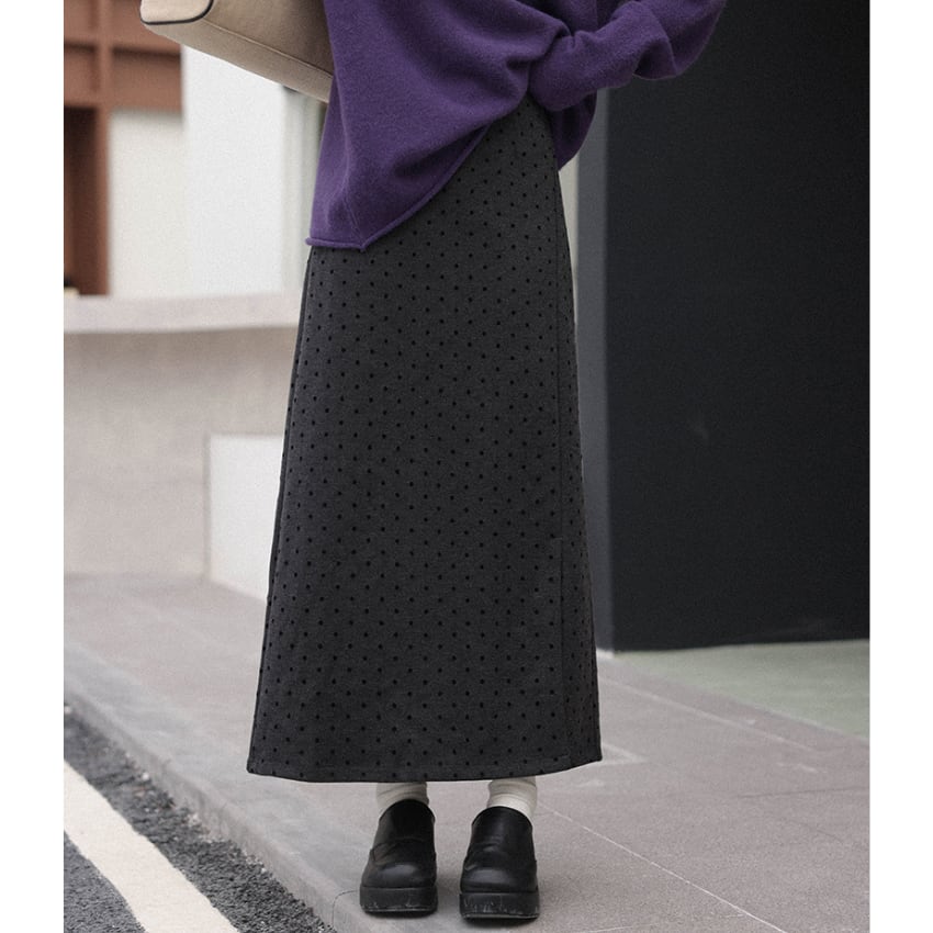 dot slit pencil skirt　J00332