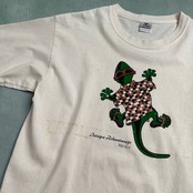 00s　雰囲気系　ヤモリ　半袖Tシャツ　白　L 古着