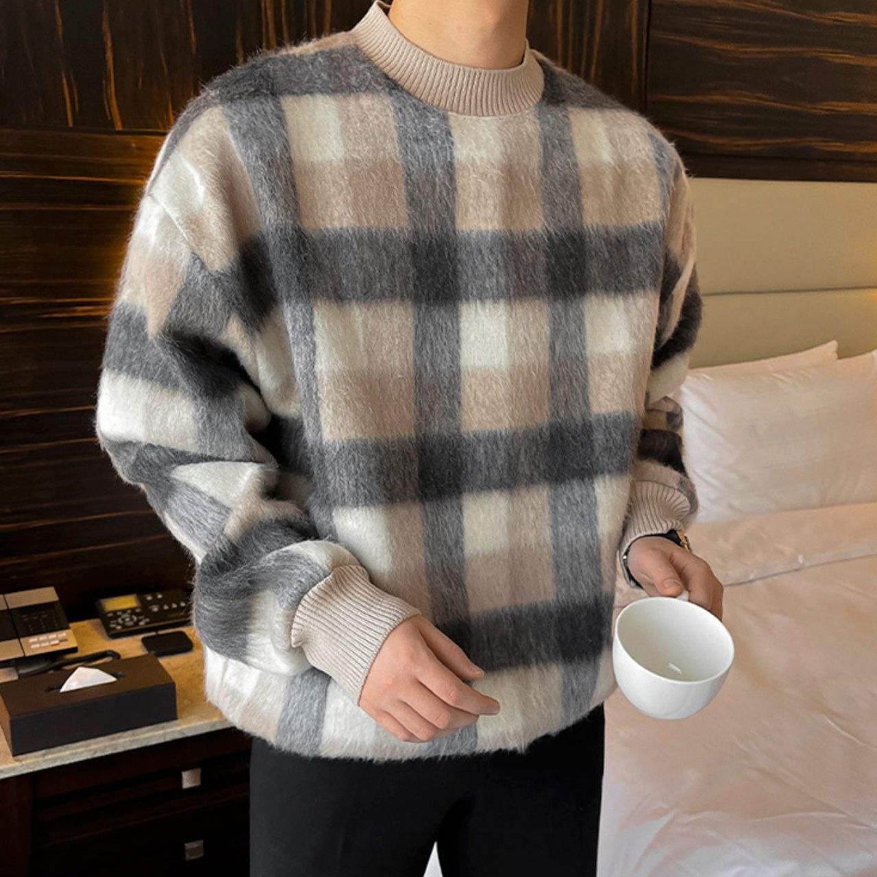 チェックシャギーニット　MT0080320