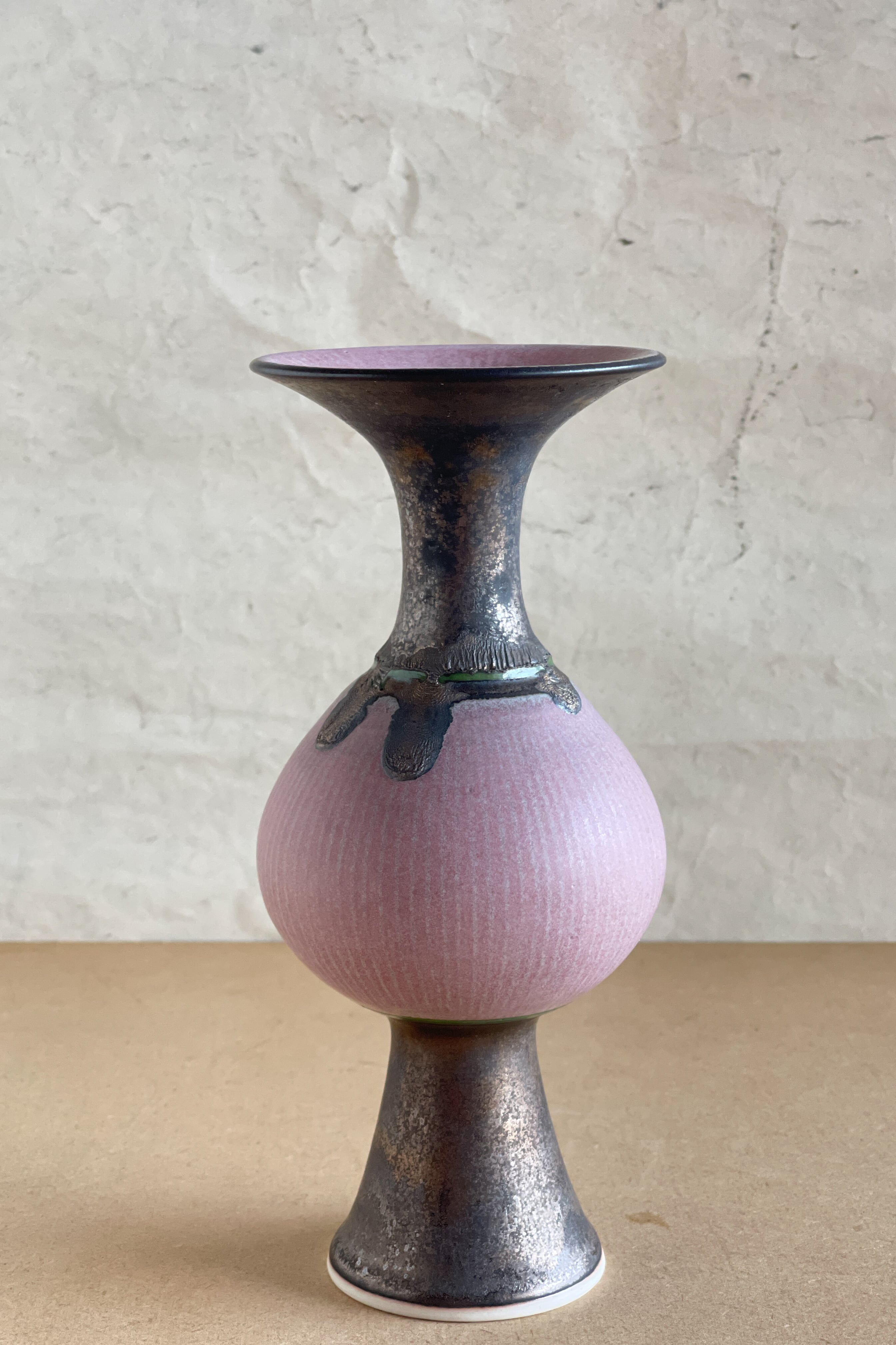 ピンク象嵌口広花器 小関康子作品 OY2604_52b | web-shop MITATE