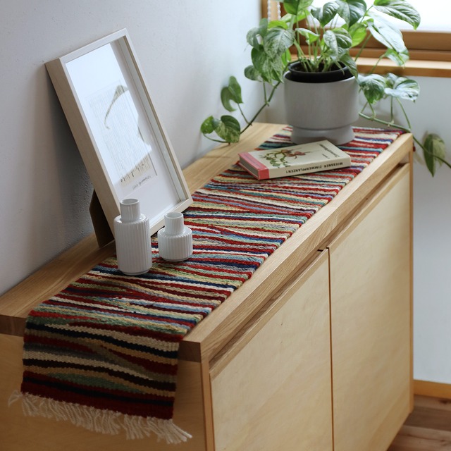 【ロゴバキリム】即納品／キリム／テーブルランナー／タペストリー／ウール100％／手織り／ No.22849