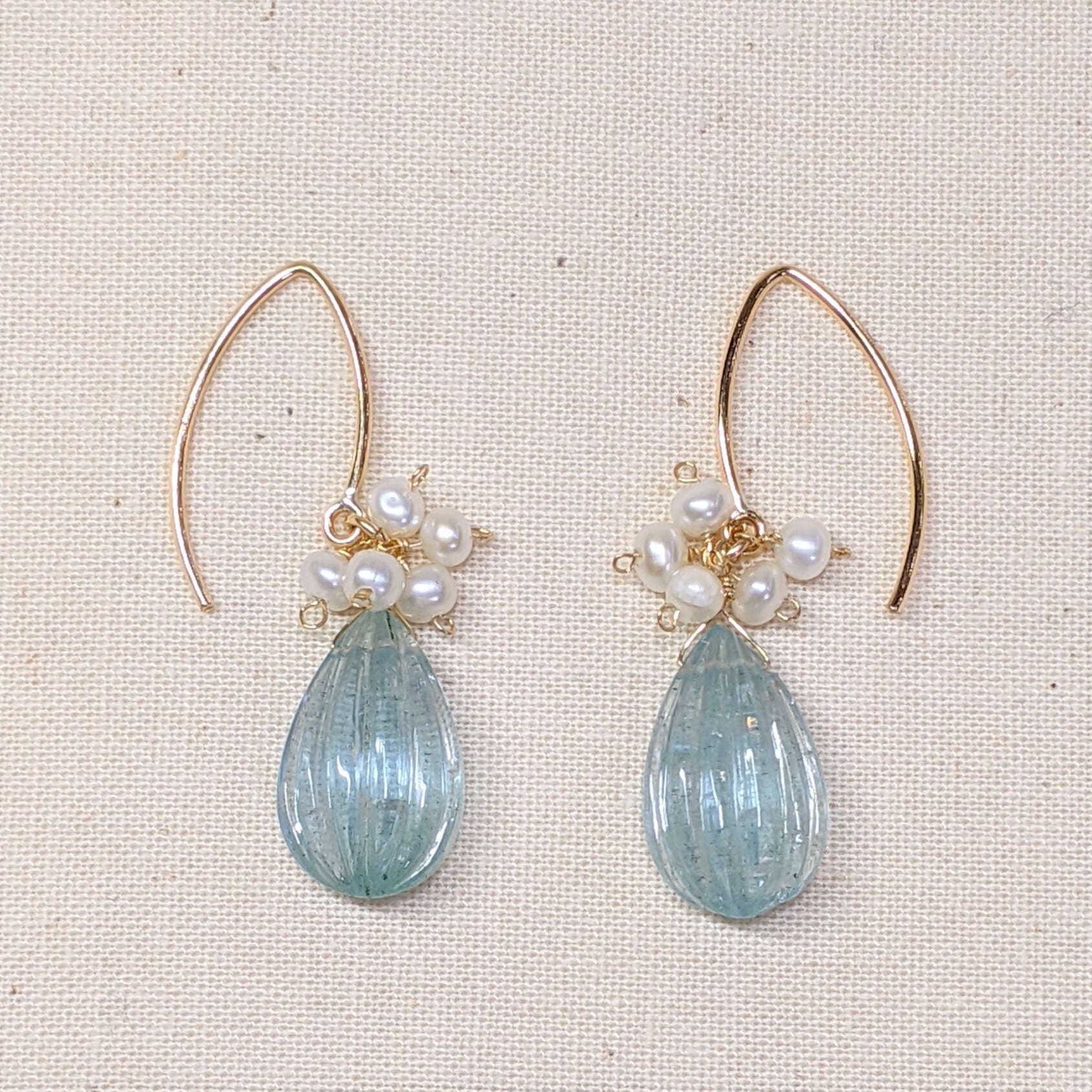 Kaya様専用 14kgf ブルーカルセドニー リーフシェイプ ピアス Kaya様