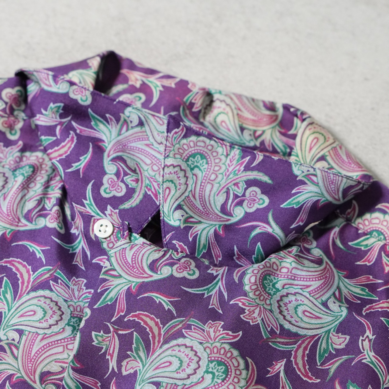 90s Polo by Ralph Lauren Silk open-collar shirt "made in USA"  Purple Paisley [L] 古着 - 5