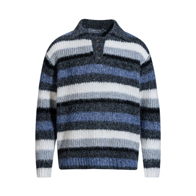 multicolor striped polo knit　マルチカラーボーダーポロニット　J1686