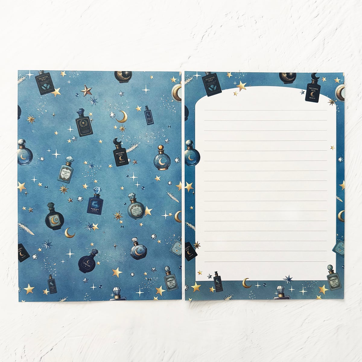 レターセット・便箋】星空香水瓶 アンティーク瓶総柄 レターセット