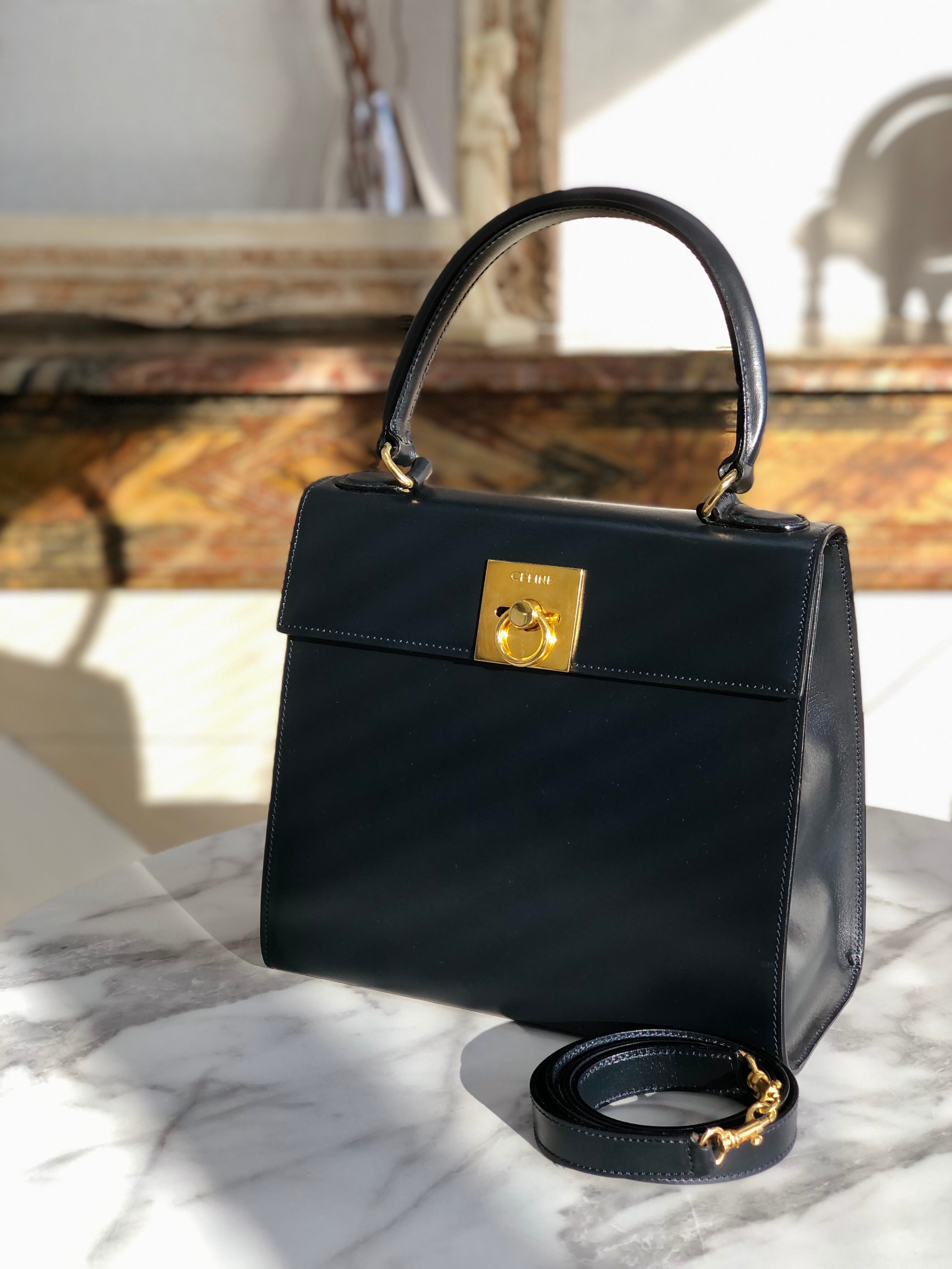 CELINE セリーヌ ガンチーニ ショルダーバッグ ダブルフラップ L28-