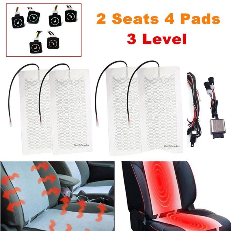 新作 2シート4パッド3レベル12V車加熱シートパッドカーボンファイバー
