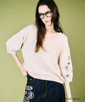VネックグリッターTOPS (BEIGE)　CQ-49025