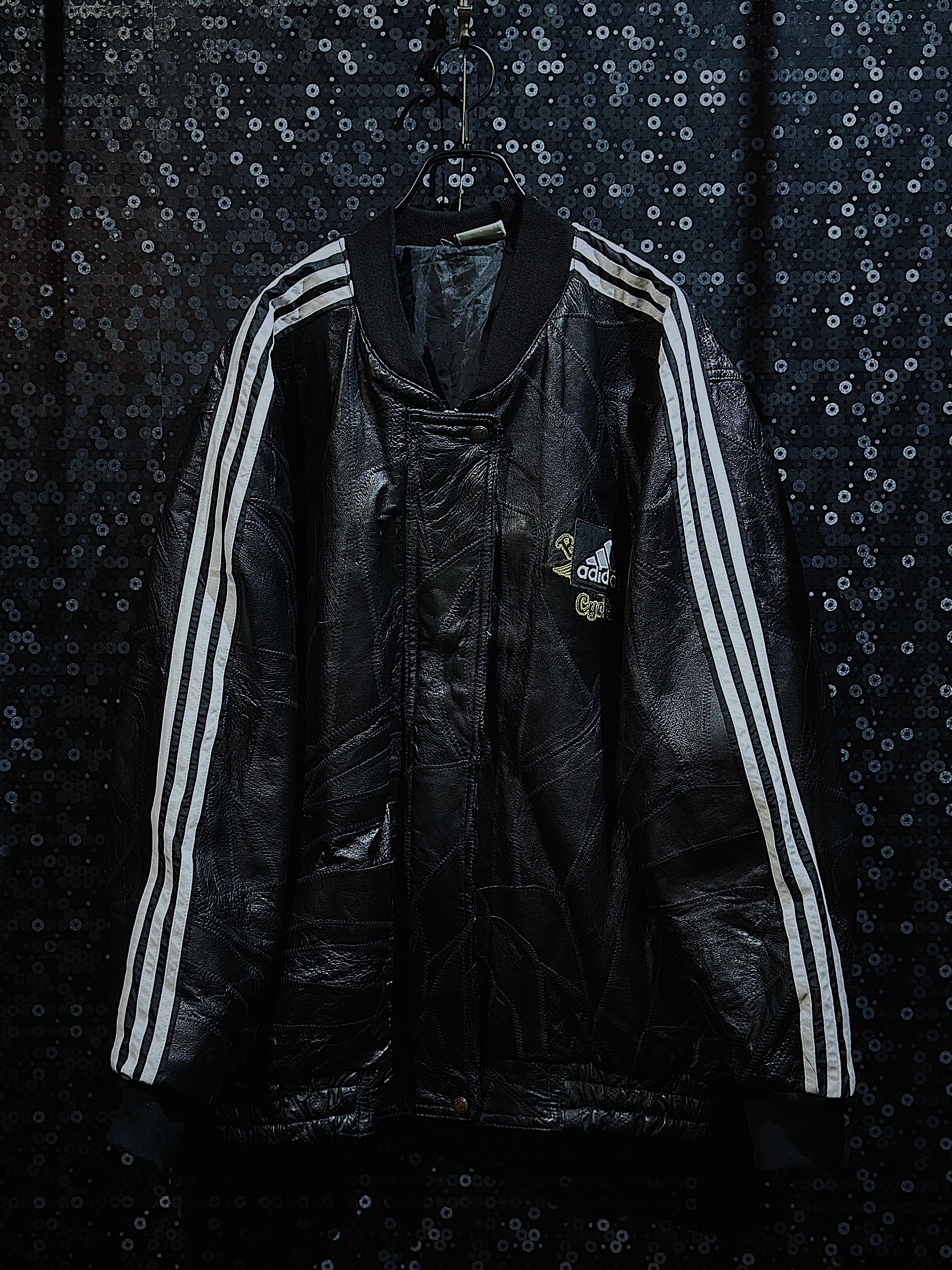 【ÆIEM】special "original re:make" three stripe design vintage leather jacket three stripe edition