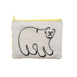 Olya Fluffy Flat Pouch Polar bear 28cm×21cm オリヤ ポーチ 白くま シロクマ