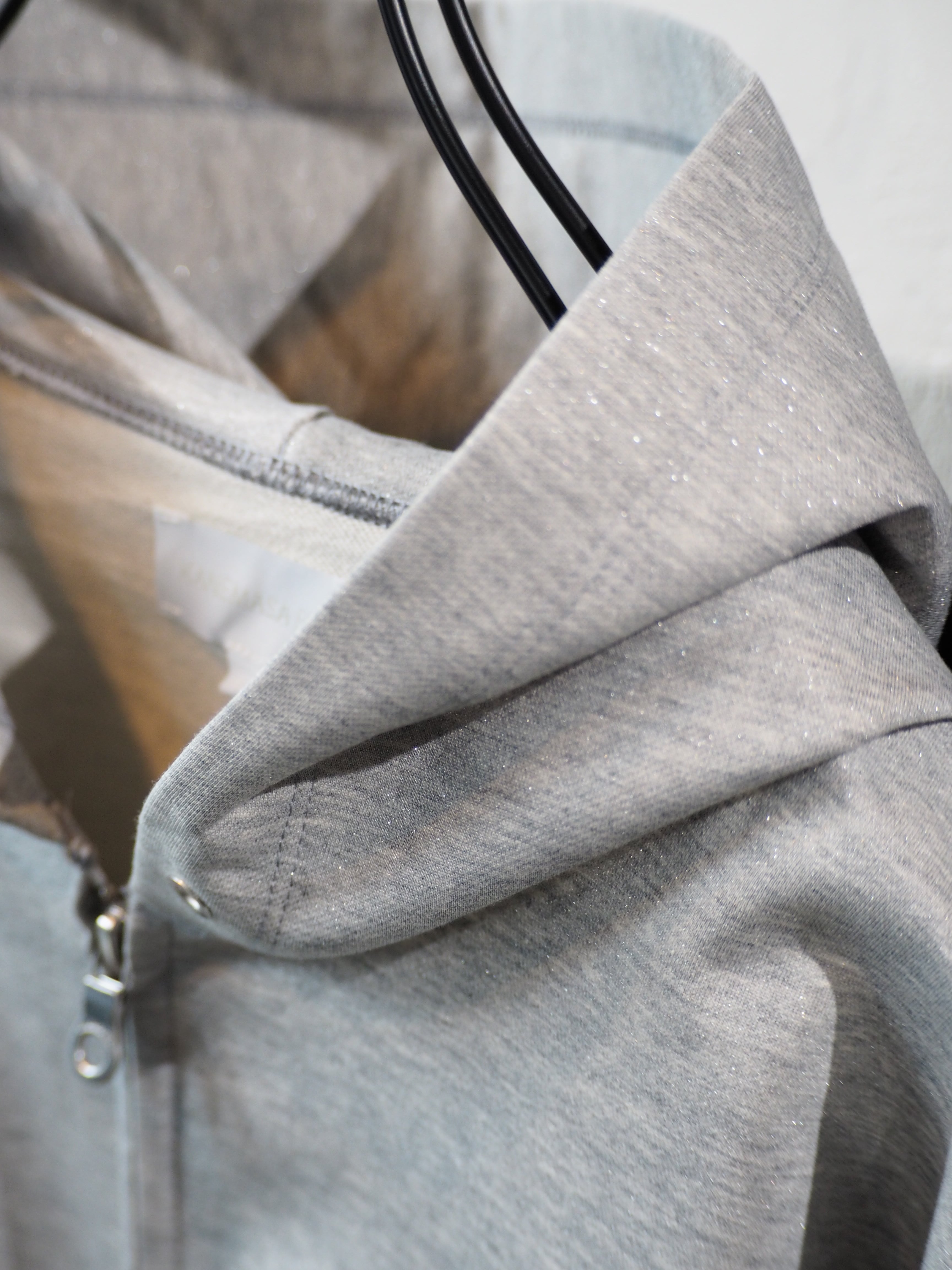 KANEMASA PHIL. 36G Glittery Zip Hoodie(GREY(Mist Grey) | novastore