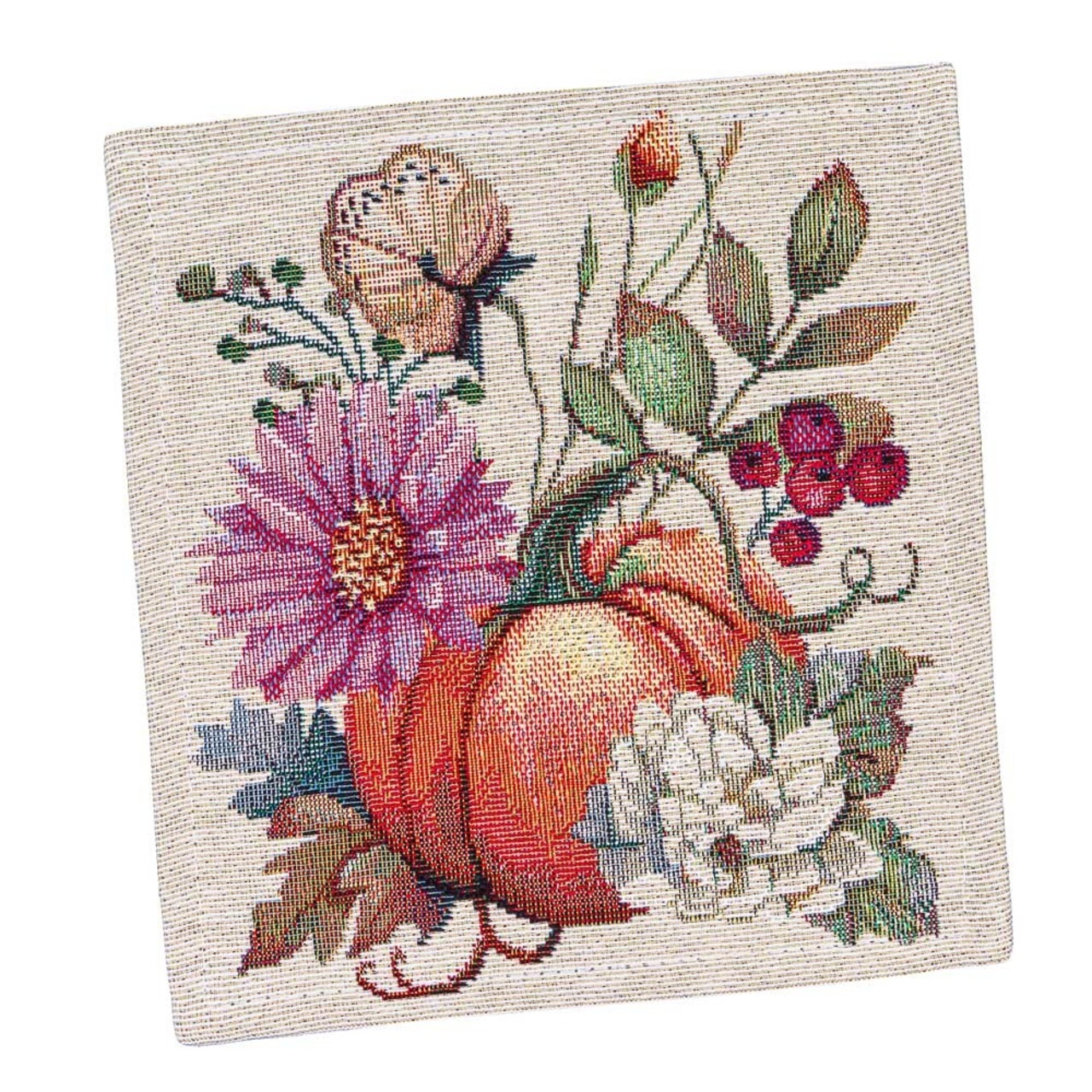 タペストリースクエアマット　パンプキン　花　フラワー　 ウクライナ製　テーブルセンター　コースター - 1