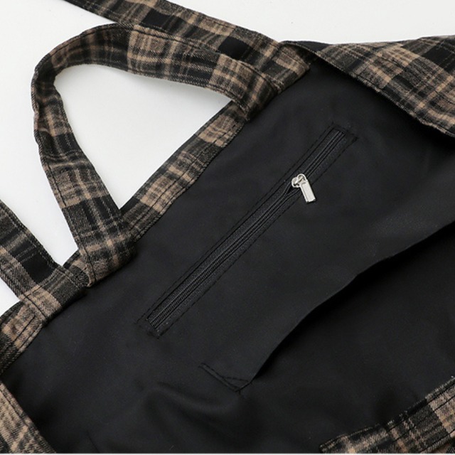 checked logo tote bag　J00197