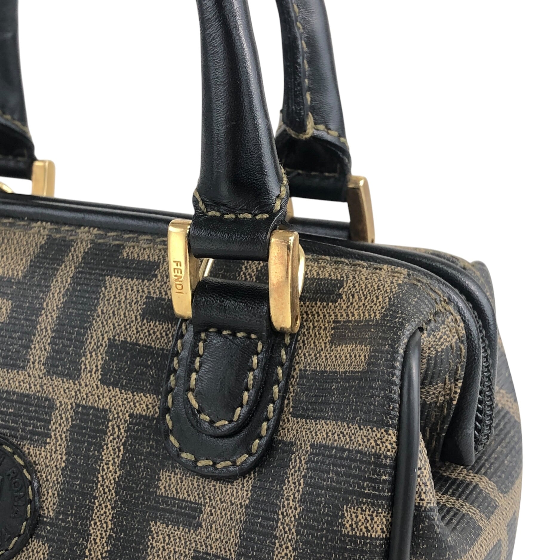 FENDI フェンディ ズッカ ショルダーバッグ ブラウン PVC レザー 2way