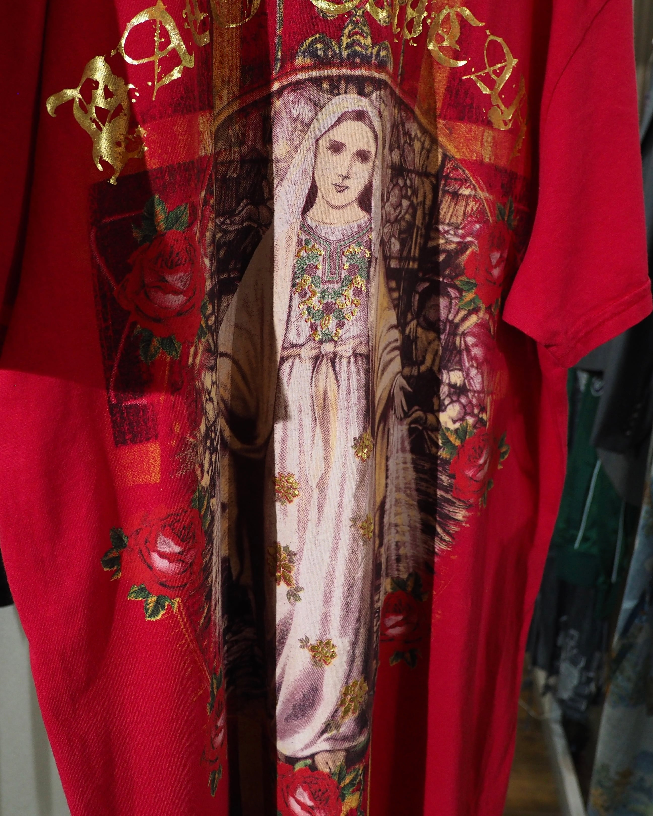 " Christian Audigier ‐ 聖母マリア " Virgin Mary Both sides Printed SS Tee ( Made in USA )