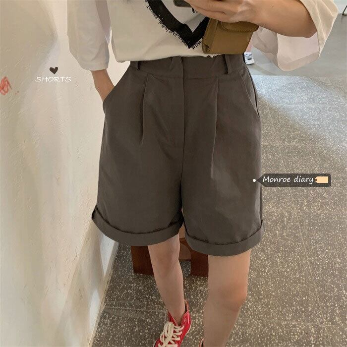 ウェスト薄手ワイドレッグパンツ レディースルーズサマーショーツ カジュアル 夏物 ブルマー ワイドパンツ モンロー10566499807