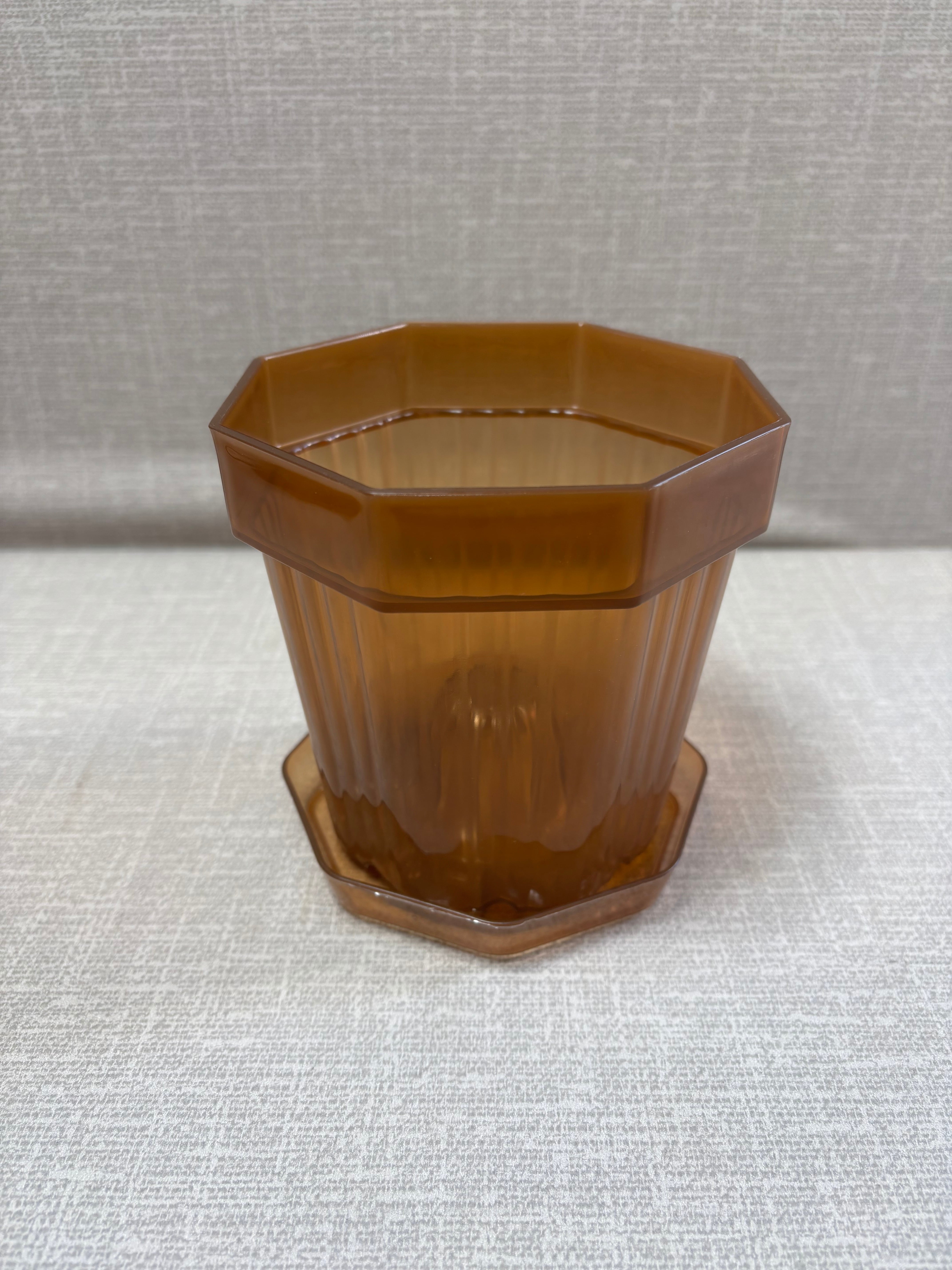 【G10】12cmオクタゴンポット ブラウン