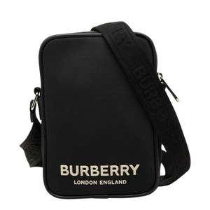 バーバリー ロゴ パディ 斜め掛け ショルダーバッグ ブラック ナイロン レザー レディース BURBERRY 【中古】