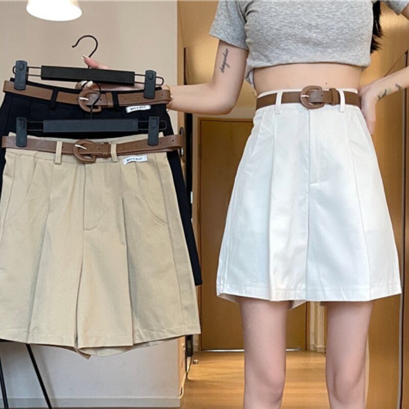 パンツ オーバーオール ホワイトルーズカジュアルサマーハイウェストショーツ 夏物 ブルマー YY-ファッション12139709544