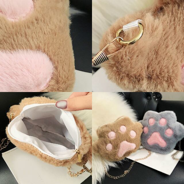 ねこの手ミニファーショルダーバッグ 肉球ポシェット (DCT