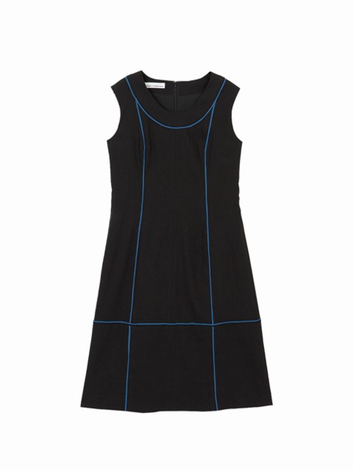 Colour line switched dress  / black × blue / S16DR01