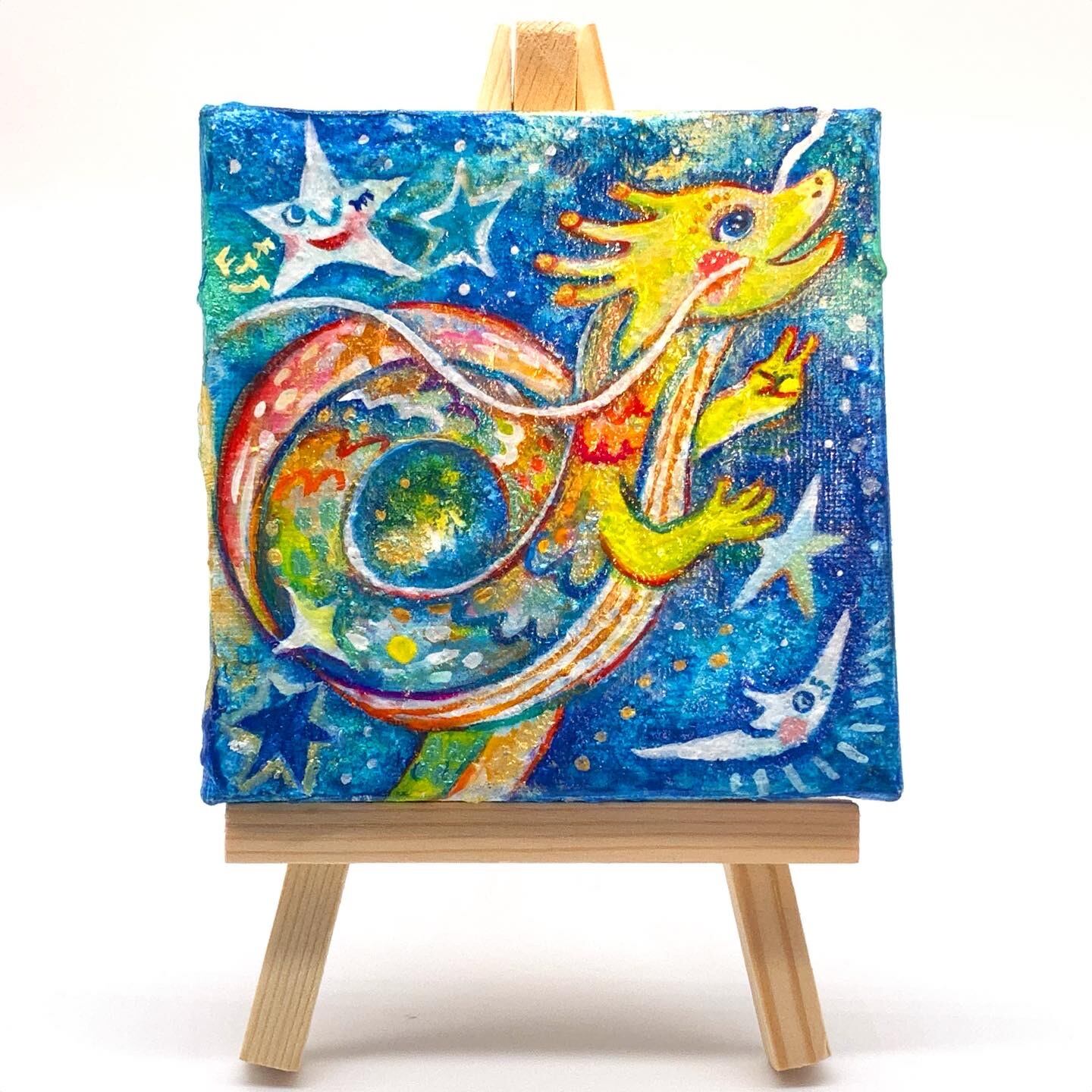 ミニ原画イーゼル付き☆わくわく龍 | Fuyumi shop