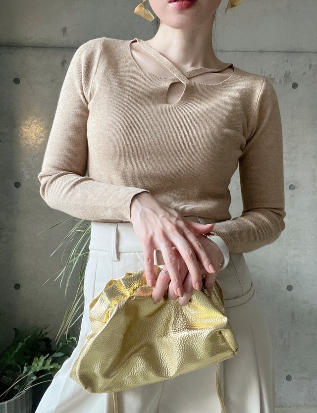 【即納】フロントクロスデザインニット