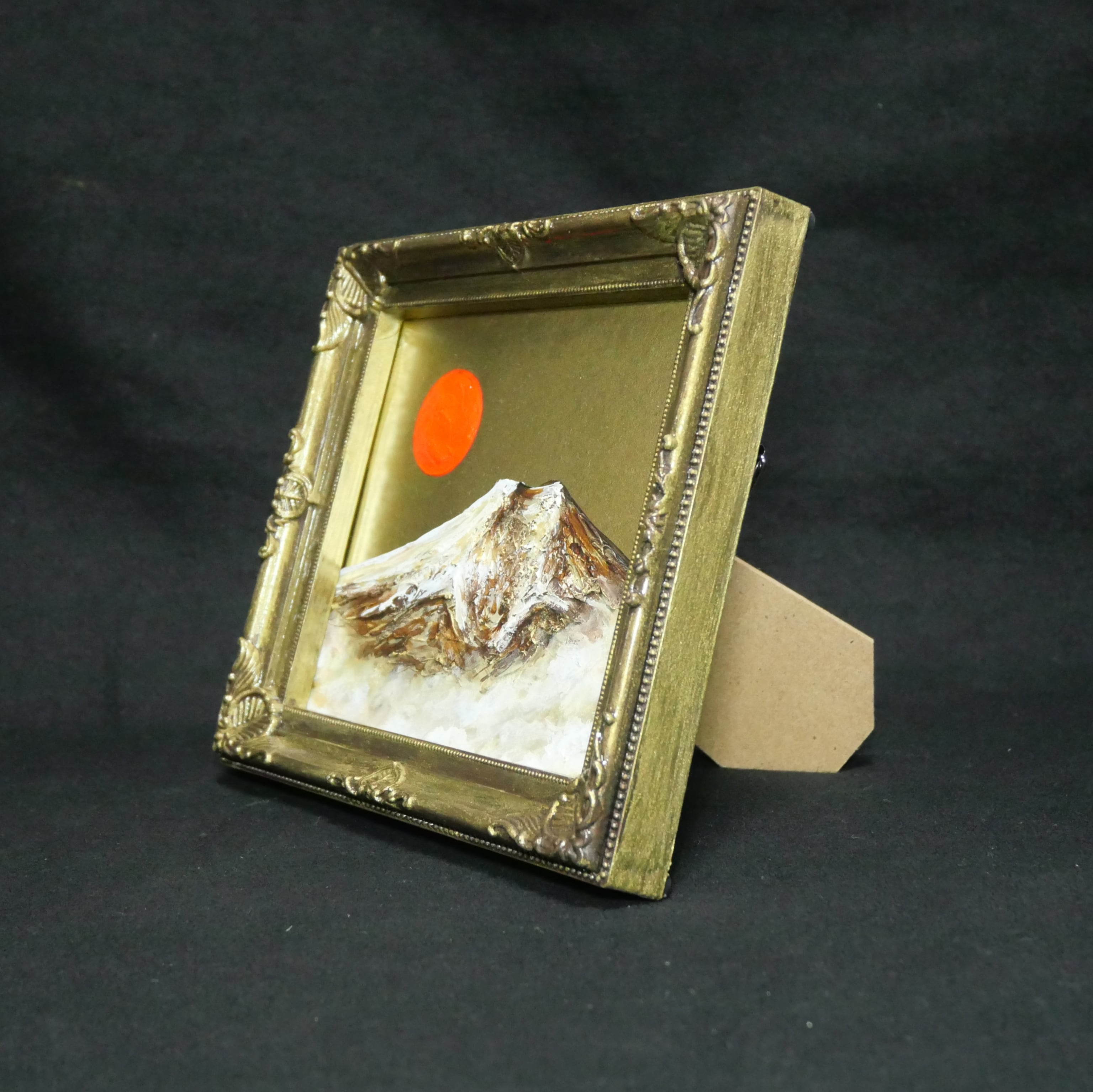 油絵 ミニ色紙絵画【黄金富士山】原画・一点物（インテリア