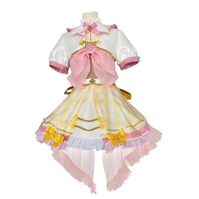 星降る舞台のリボン姫 イエローチェックの甘ロリ風アイドル衣装