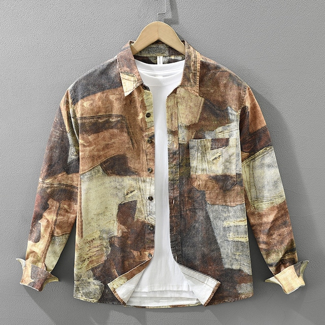 【M-3XL】Vintage Design Long Sleeve Shirt / ヴィンテージ デザイン 長袖 シャツ