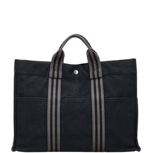 エルメス フールトゥMM トートバッグ ハンドバッグ ブラック グレー キャンバス レディース HERMES 【中古】