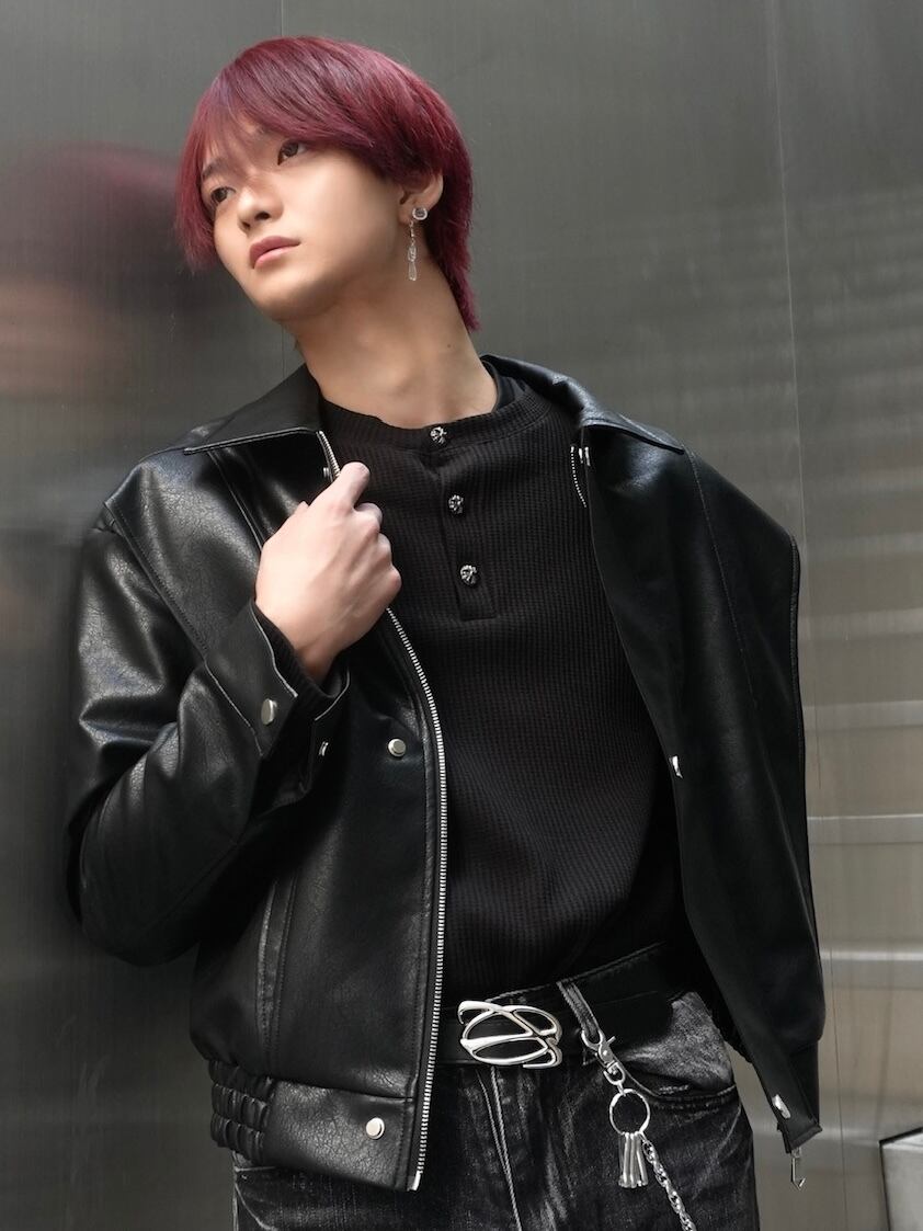 ALUDE SELECT】height rib short leather jacket | 【ALUDE】韓国 