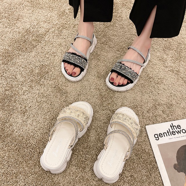 ミュールサマーレッドラインストーンサンダル 靴 シューズ 夏物 部族の婦人靴81562966912