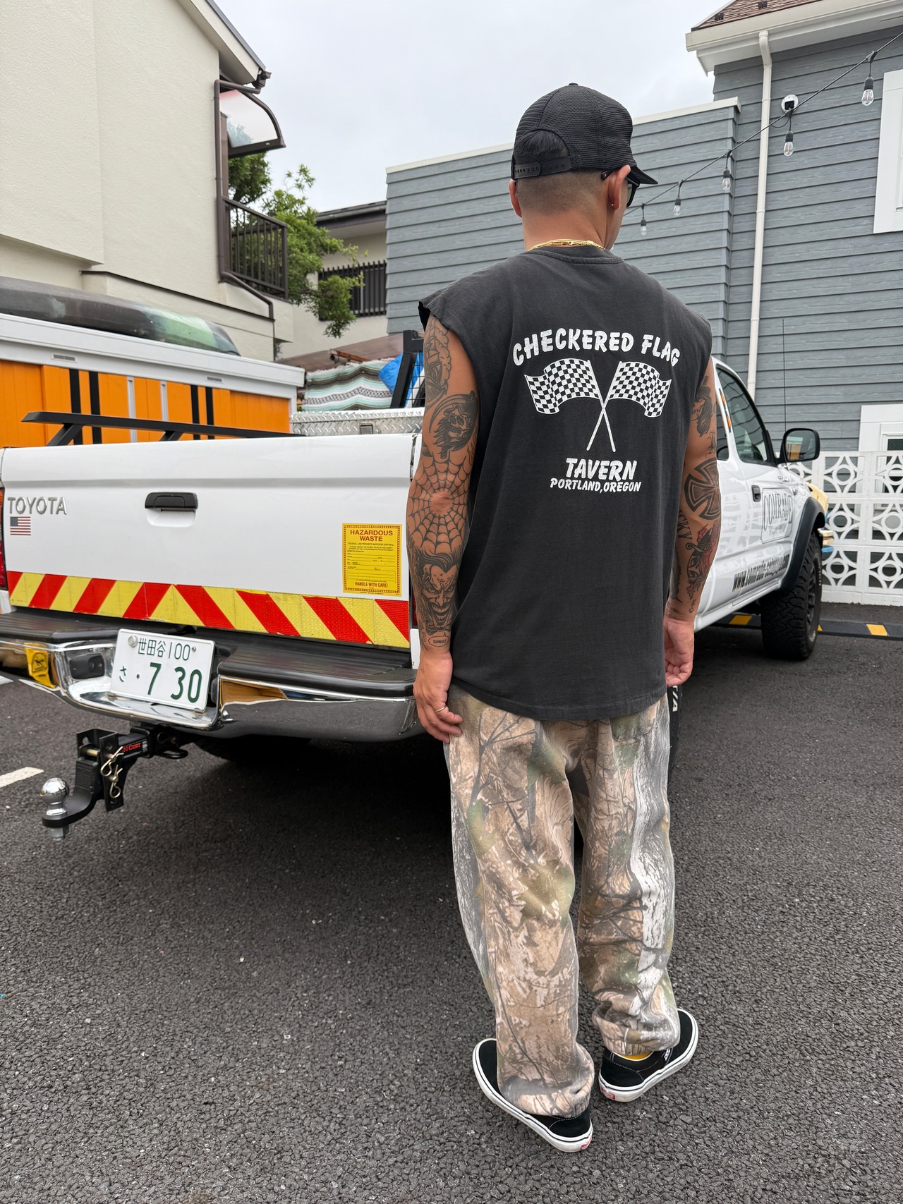 90s CHECKERED FLAG TAVERN / Hanes BEEFY-T Fabric made in usa・画像10