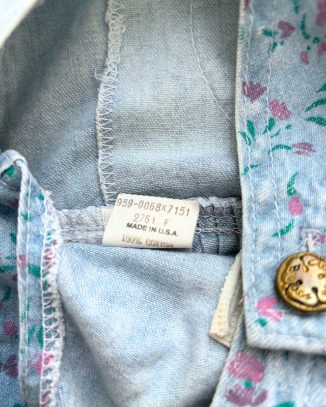 【18-24m相当・vintage】USA製　OshKoshデニムフローラル柄dress