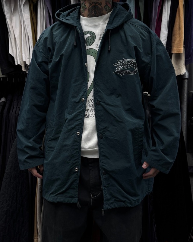 80’s~90’s old stussy Nylon Coach Jacket “黒タグ” “WORLD TRIBE”【高円寺本店】